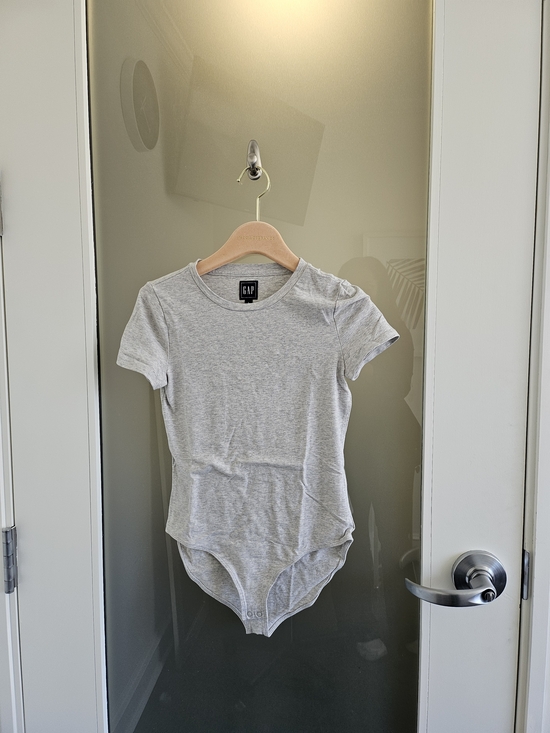 GAP Tops - GAP Light Gray Short-Sleeve Crewneck Bodysuit